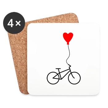Heart bike - Coasters (set of 4) - white - Front
