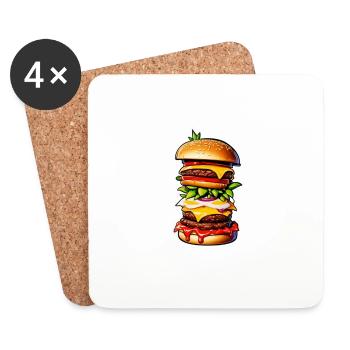 juste une petite faim - gros burger - Dessous de verre (lot de 4) - blanc - Devant