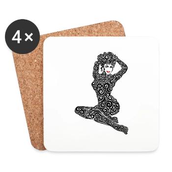 Swirly PinUp - Coasters (set of 4) - white - Front