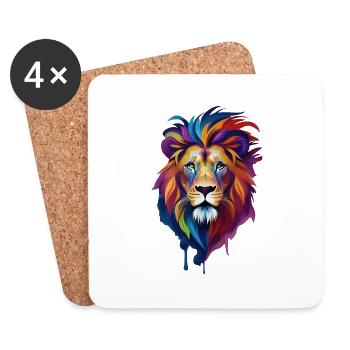 colorful Lion - Coasters (set of 4) - white - Front