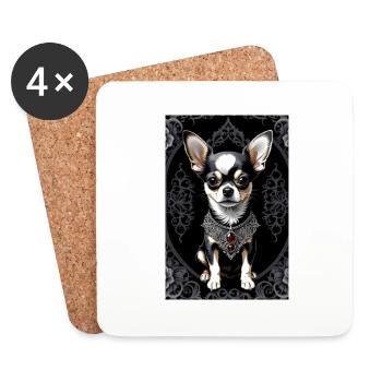 Chihuahua Poster - Poster Print Chihuahua Gothic - Dessous de verre (lot de 4) - blanc - Devant