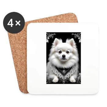 Weißer Pomeranian - Zwergspitz hell Poster & mehr - Untersetzer (4er-Set) - Weiß - Vorne