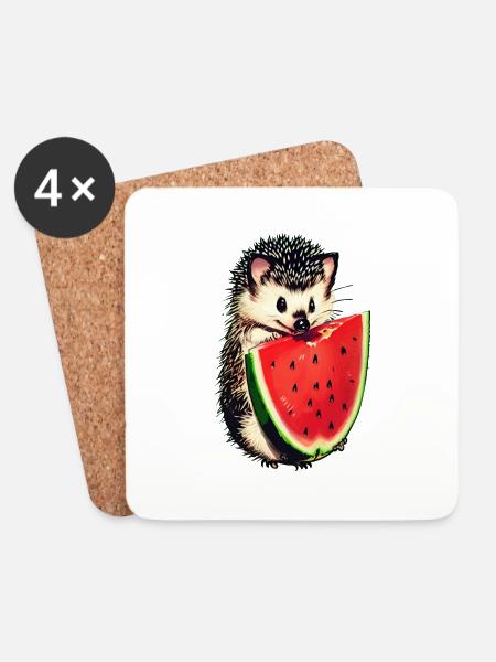 Igels Wassermelonen-Leckerbissen - Untersetzer (4er-Set) - Weiß