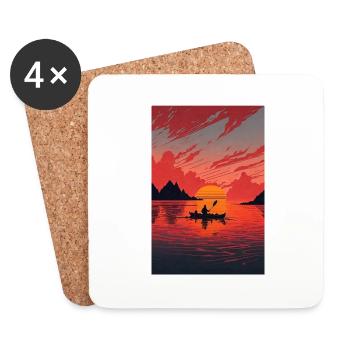 Sunset Kayak - Dessous de verre (lot de 4) - blanc - Devant