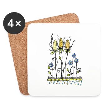 Blumen - Untersetzer (4er-Set) - Weiß - Vorne