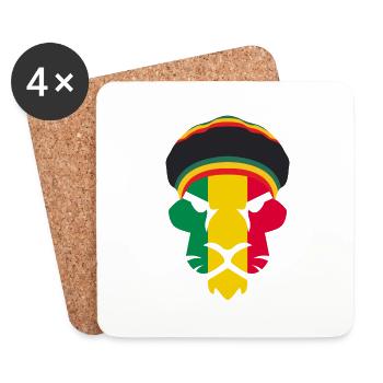 Lion Rasta - Dessous de verre (lot de 4) - blanc - Devant