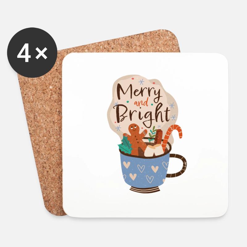 Merry and bright - Untersetzer (4er-Set) - Weiß