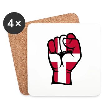 Dänemark Flagge Faust Hand Symbol - Untersetzer (4er-Set) - Weiß - Vorne