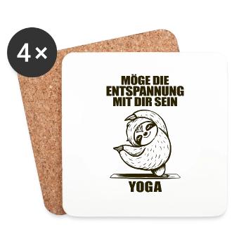 Lustiger Yoga Spruch Faultier - Untersetzer (4er-Set) - Weiß - Vorne