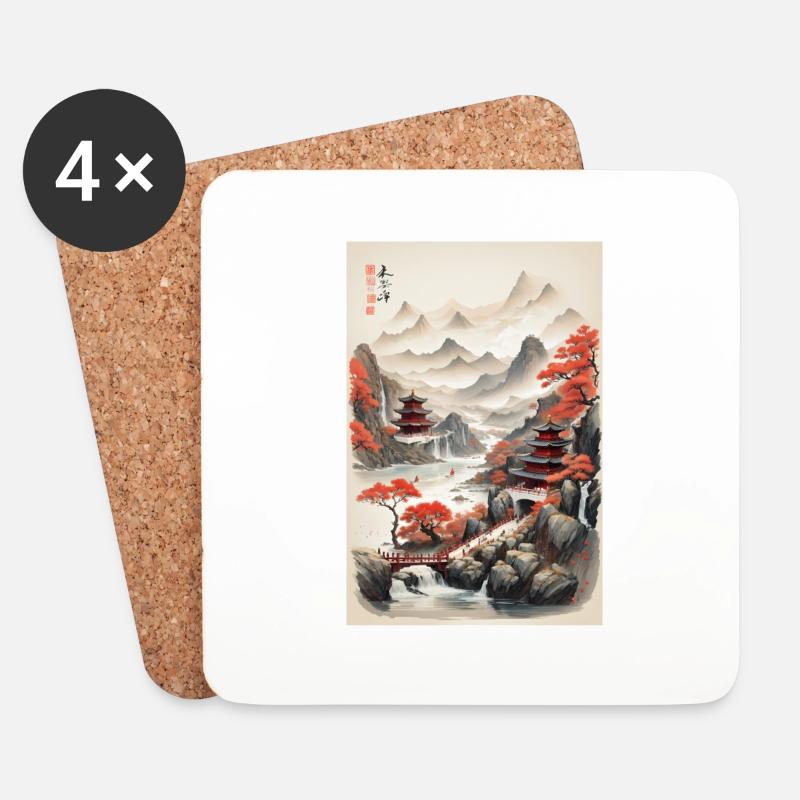 China-Landschaften - Untersetzer (4er-Set) - Weiß