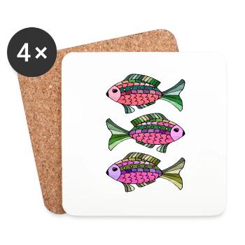 Poissons - Dessous de verre (lot de 4) - blanc - Devant