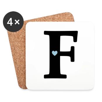 Buchstabe F Anfangsbuchstabe - Untersetzer (4er-Set) - Weiß - Vorne