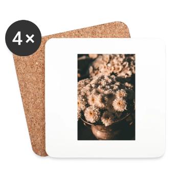 Fleurs de chrysanthème - Dessous de verre (lot de 4) - blanc - Devant