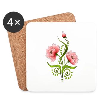 Flowers - Coasters (set of 4) - white - Front