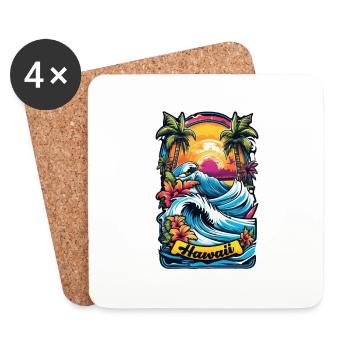Surfen Strand Palme Sonnenschein Urlaub - Untersetzer (4er-Set) - Weiß - Vorne