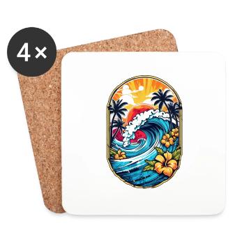 Surf Wave & Hawaii - Coasters (set of 4) - white - Front