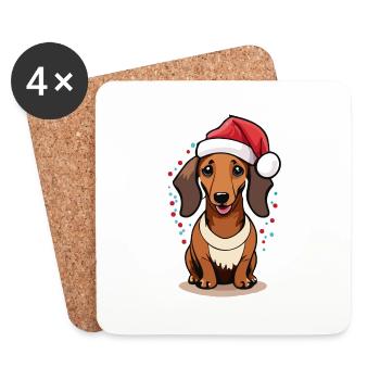 Dachshund Christmas - Coasters (set of 4) - white - Front