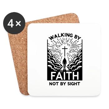 Walking by Faith Not by Sight - Coasters (set of 4) - white - Front