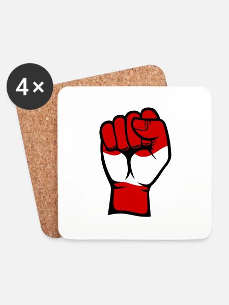 Österreich Flagge Faust Hand Symbol - Untersetzer (4er-Set) - Weiß