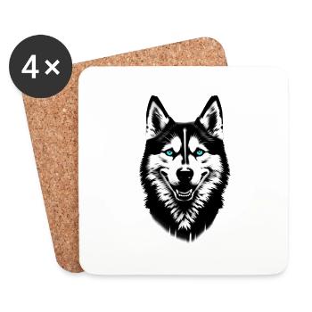 Hundegesicht Husky | Wolf | Wolfshund - Untersetzer (4er-Set) - Weiß - Vorne