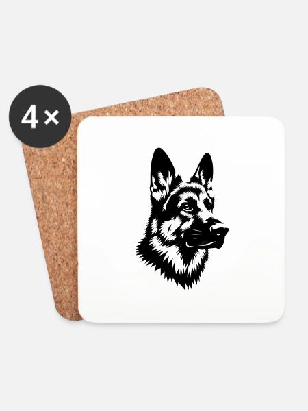Deutscher Schäferhund - Untersetzer (4er-Set) - Weiß