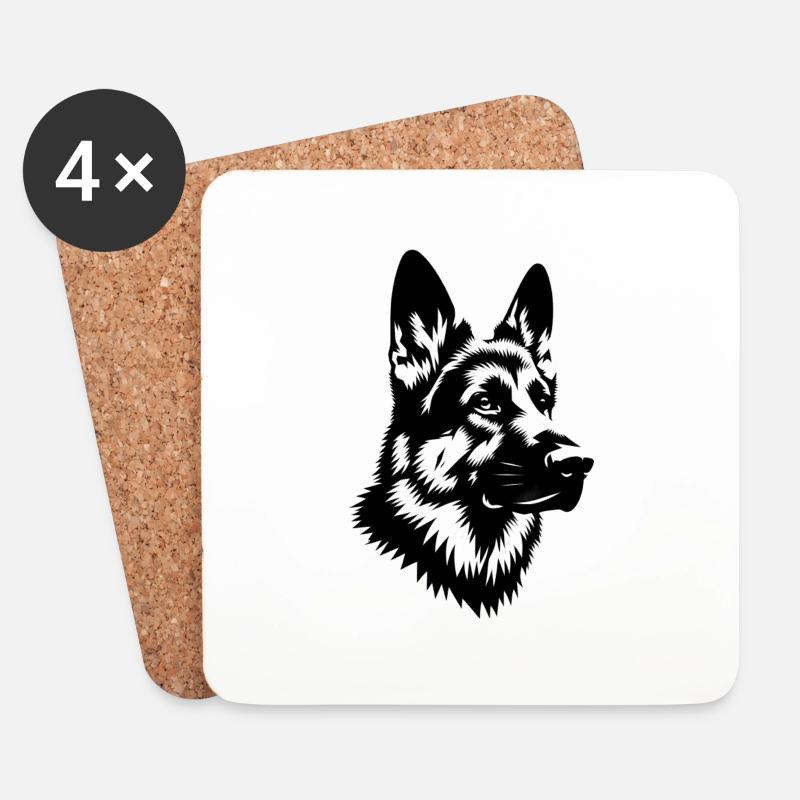 Deutscher Schäferhund - Untersetzer (4er-Set) - Weiß