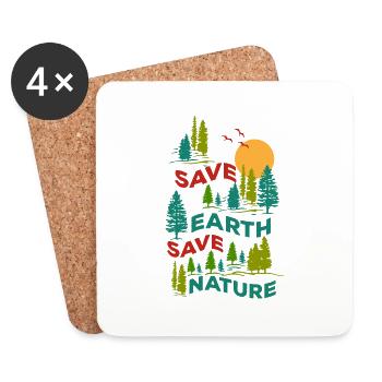 Save earth Save nature - Coasters (set of 4) - white - Front