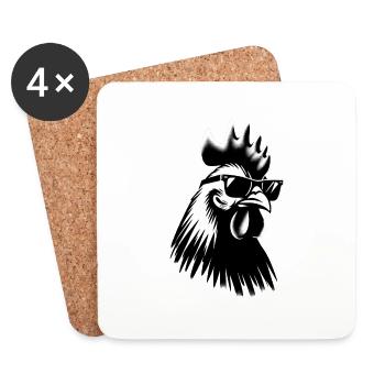 Cool Chicken | Sunglasses Hen - Coasters (set of 4) - white - Front