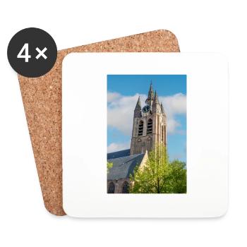 Alte Kirche (Oude Kerk) in Delft, Niederlande - Untersetzer (4er-Set) - Weiß - Vorne