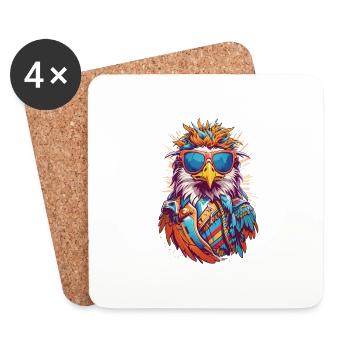 Cool Colourful Eagle in Sunglasses - Coasters (set of 4) - white - Front