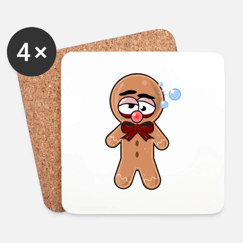 Besoffener Lebkuchen - Untersetzer (4er-Set) - Weiß
