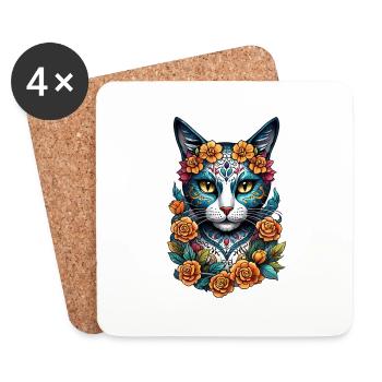 Cat Mexico - Dia de los Muertos - Coasters (set of 4) - white - Front