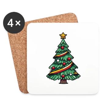 Arbre de Noël Noël - Dessous de verre (lot de 4) - blanc - Devant