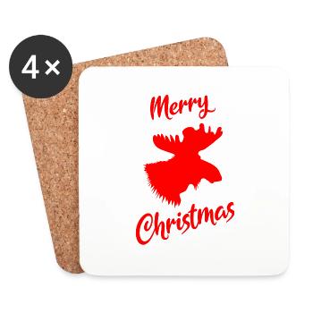 Moose Christmas - Coasters (set of 4) - white - Front