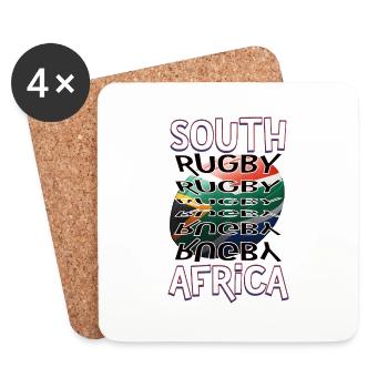 Rugby Afrique du Sud Südafrika Fan de rugby - Dessous de verre (lot de 4) - blanc - Devant