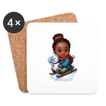 Child Sleighing Winter Gift Idea - Coasters (set of 4) - white - Front