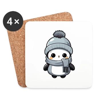 Pinguin Winter Tier Niedlich Comic - Untersetzer (4er-Set) - Weiß - Vorne