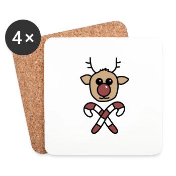 Rudolph - Dessous de verre (lot de 4) - blanc - Devant