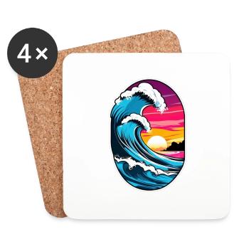 Wave - Summer - Holidays - Coasters (set of 4) - white - Front
