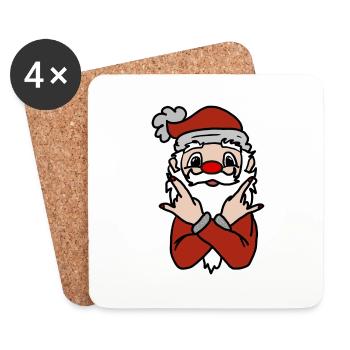 Santa Pose: Fingerzeichen Spaß - Untersetzer (4er-Set) - Weiß - Vorne