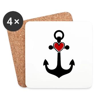 Anchor Heart Icon - Coasters (set of 4) - white - Front