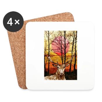 Cerf - Dessous de verre (lot de 4) - blanc - Devant