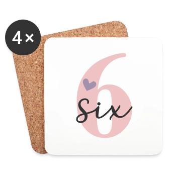 6. Geburtstag Sechs Six - Untersetzer (4er-Set) - Weiß - Vorne