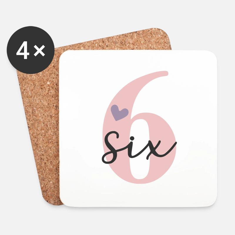 6. Geburtstag Sechs Six - Untersetzer (4er-Set) - Weiß