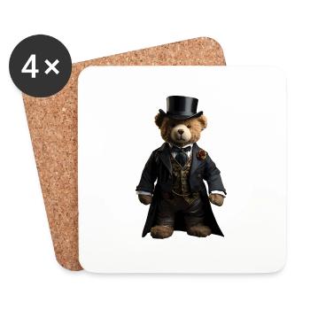 Plush bear in black tailcoat - Coasters (set of 4) - white - Front