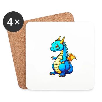 Niedlicher Drache - Untersetzer (4er-Set) - Weiß - Vorne