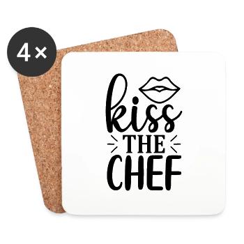 Embrasser le chef - Dessous de verre (lot de 4) - blanc - Devant