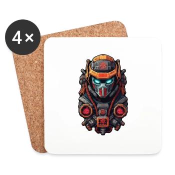 Samurai Warrior - Japan - Robot - Coasters (set of 4) - white - Front