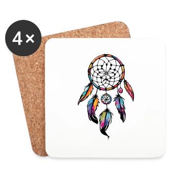 Attrape-rêves / Spirituel / Ésotérisme / Culture - Dessous de verre (lot de 4) - blanc - Devant