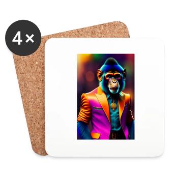 Singe de danse - Dessous de verre (lot de 4) - blanc - Devant